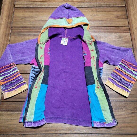 India Boutique Full Zip Hooded Girls Jacket Boho Style - Size Large - Picture 2 of 5
